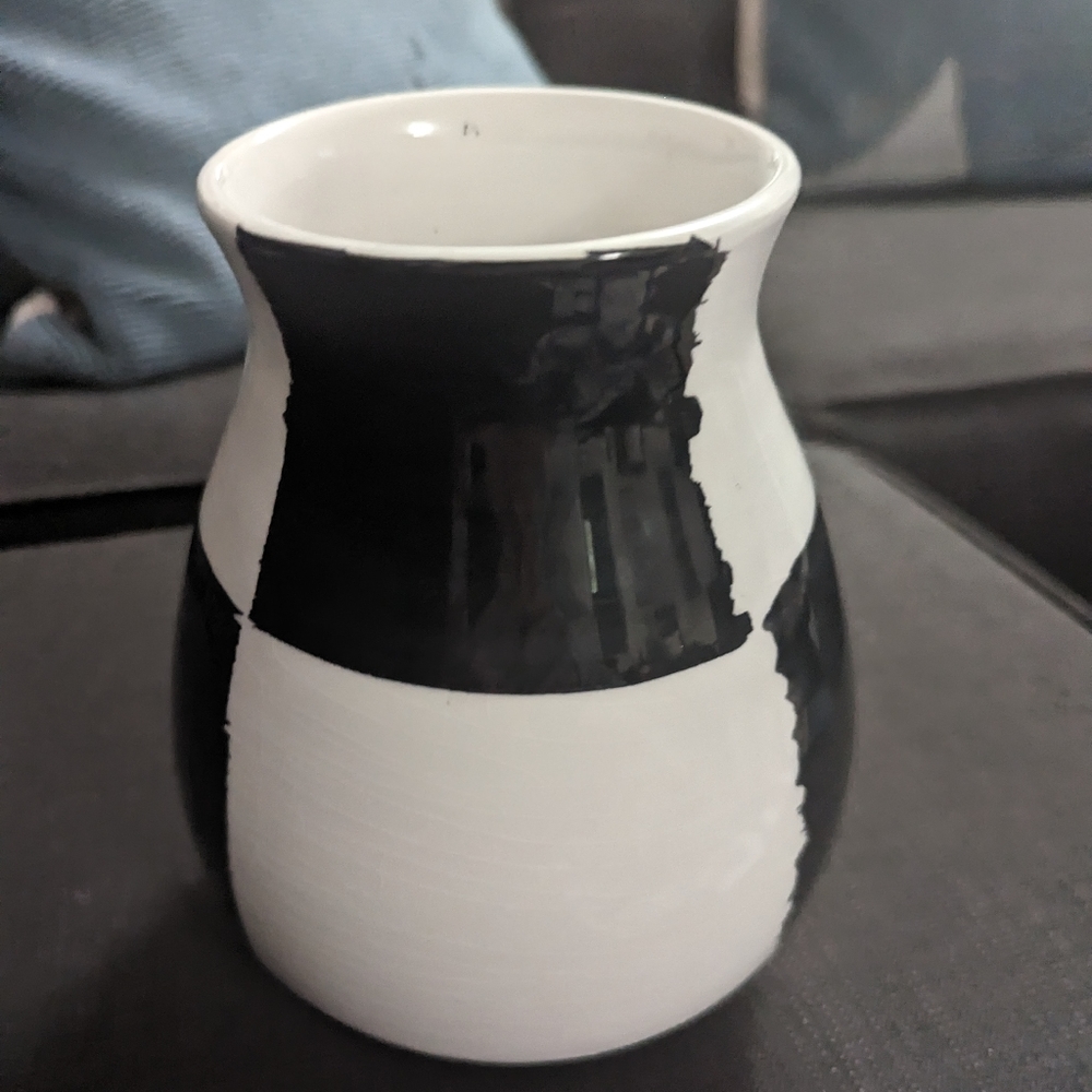 VINTAGE BITOSSI BLACK WHITE CERAMIC ITALIAN VASE